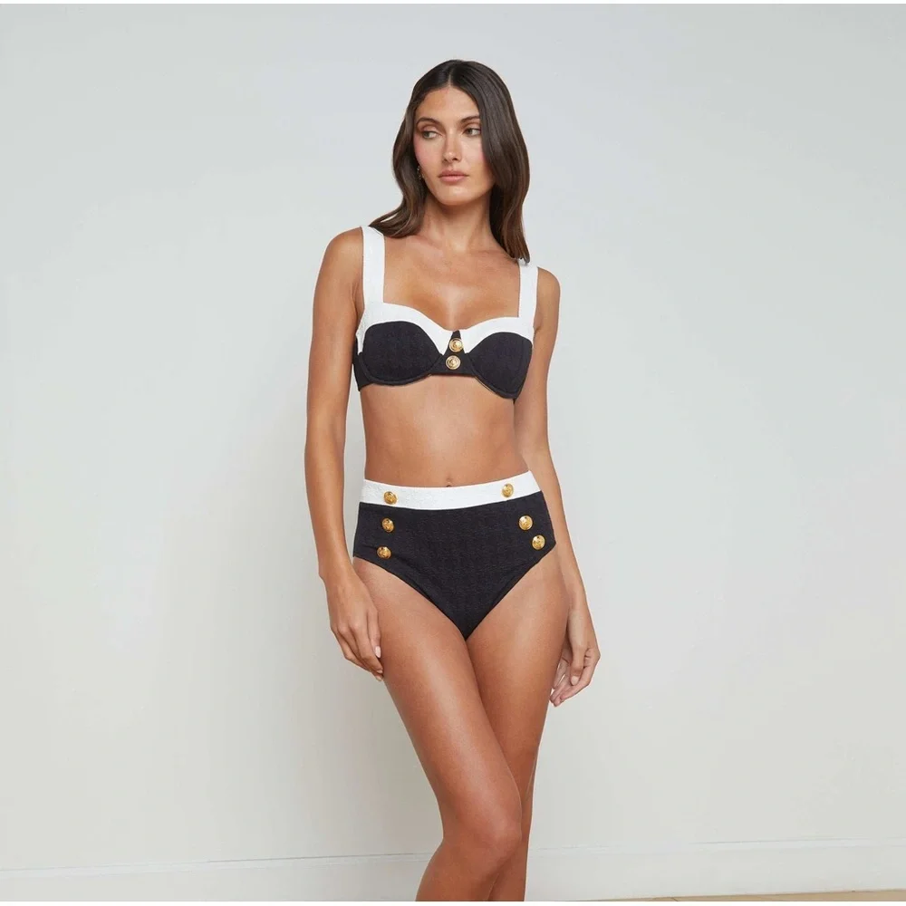 L'AGENCE Alexandria Bikini Top and Vanessa high waist bikini bottom